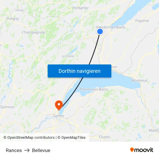 Rances to Bellevue map