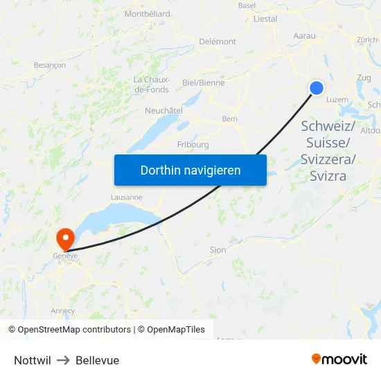 Nottwil to Bellevue map