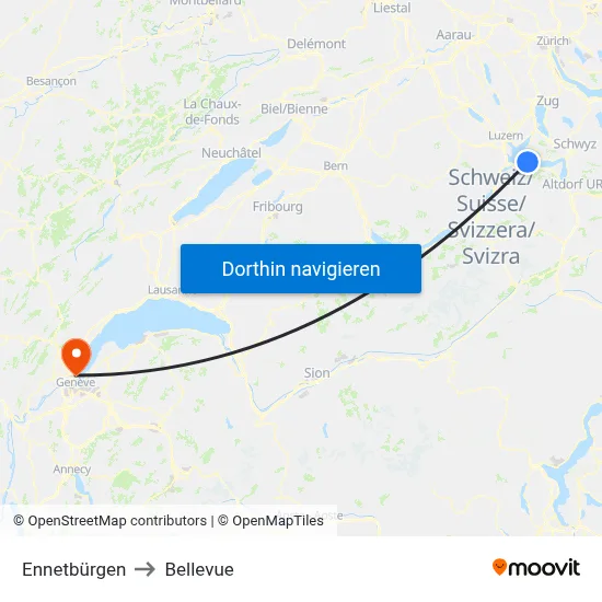 Ennetbürgen to Bellevue map