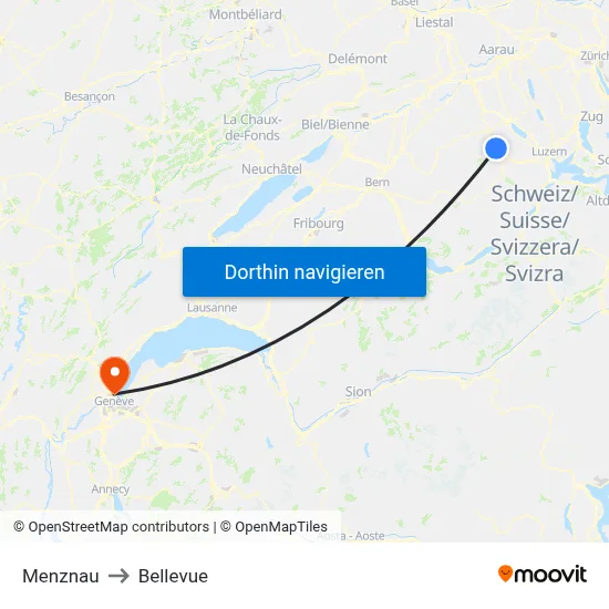 Menznau to Bellevue map
