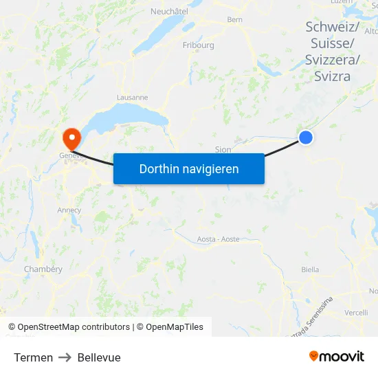 Termen to Bellevue map
