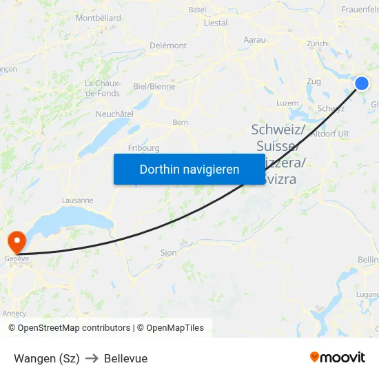 Wangen (Sz) to Bellevue map