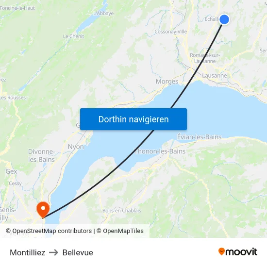 Montilliez to Bellevue map