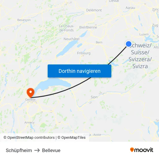 Schüpfheim to Bellevue map