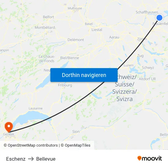 Eschenz to Bellevue map