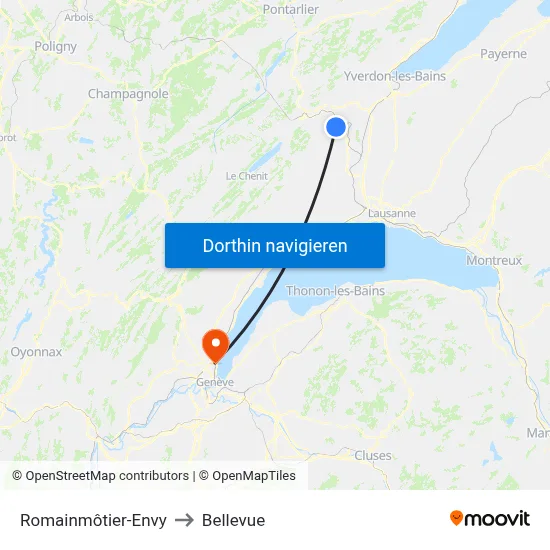 Romainmôtier-Envy to Bellevue map