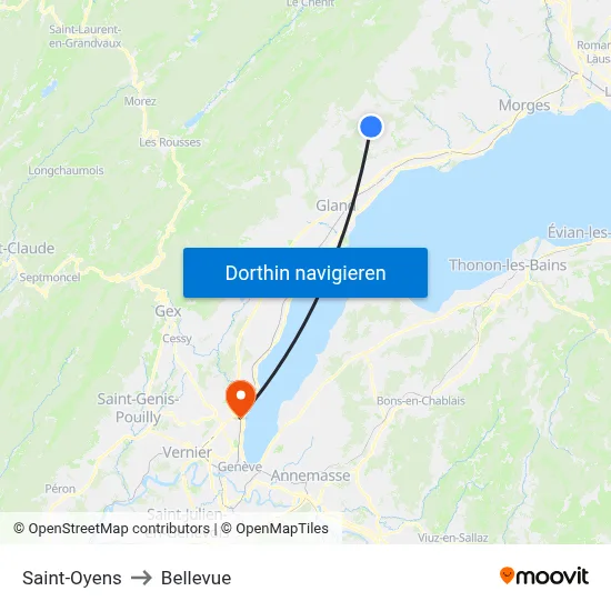 Saint-Oyens to Bellevue map
