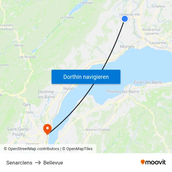 Senarclens to Bellevue map