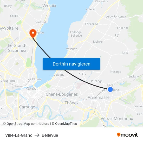 Ville-La-Grand to Bellevue map