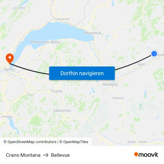 Crans-Montana to Bellevue map