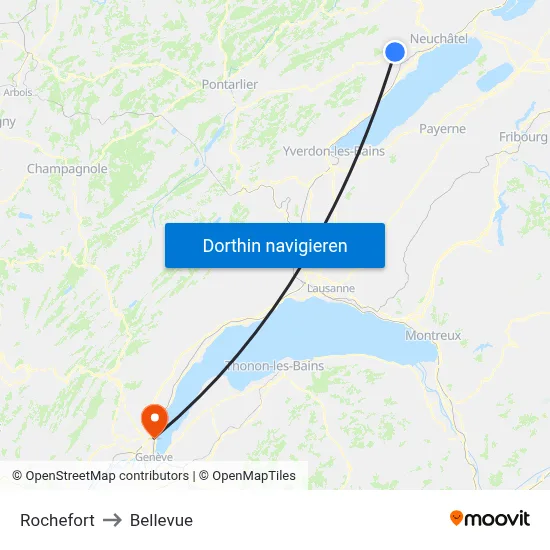 Rochefort to Bellevue map