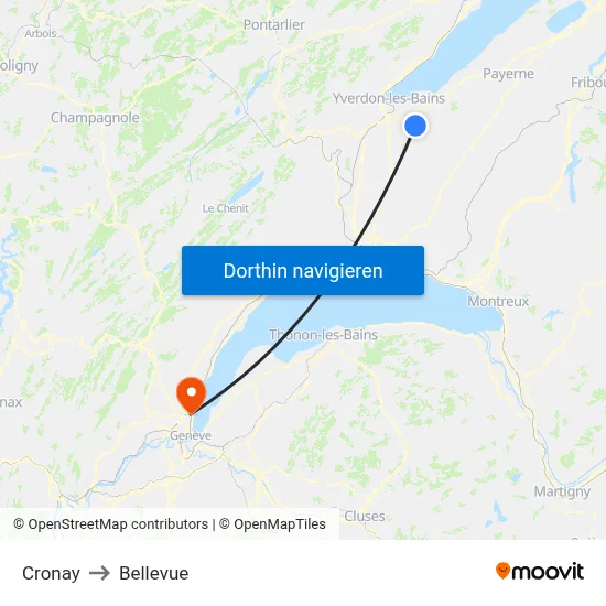 Cronay to Bellevue map