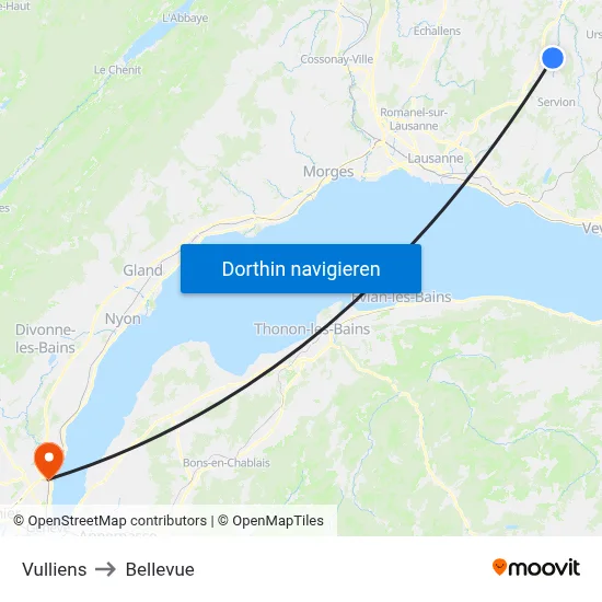 Vulliens to Bellevue map