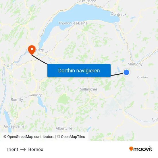 Trient to Bernex map