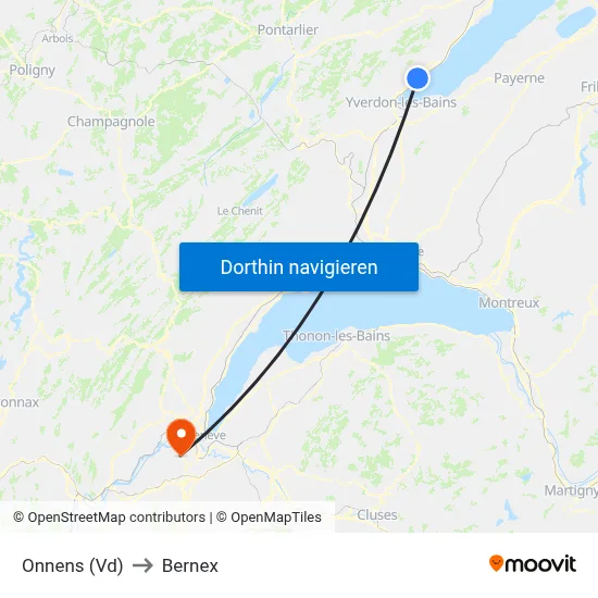 Onnens (Vd) to Bernex map