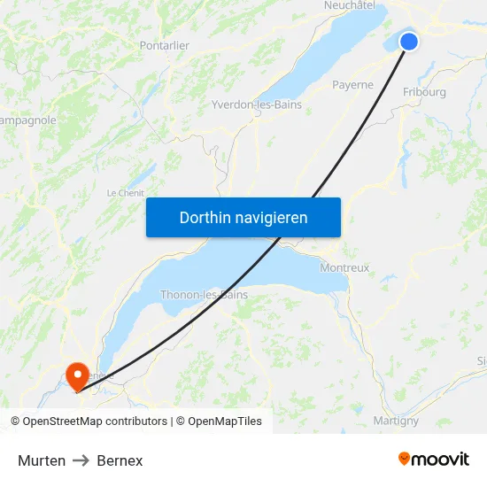 Murten to Bernex map