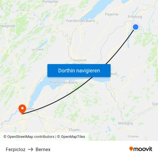 Ferpicloz to Bernex map