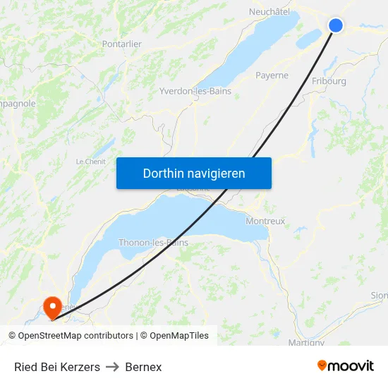Ried Bei Kerzers to Bernex map