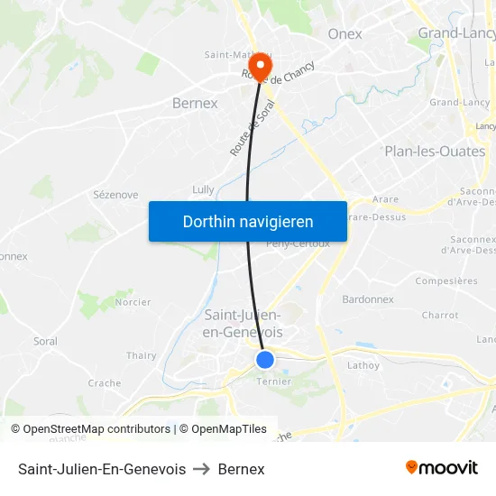 Saint-Julien-En-Genevois to Bernex map