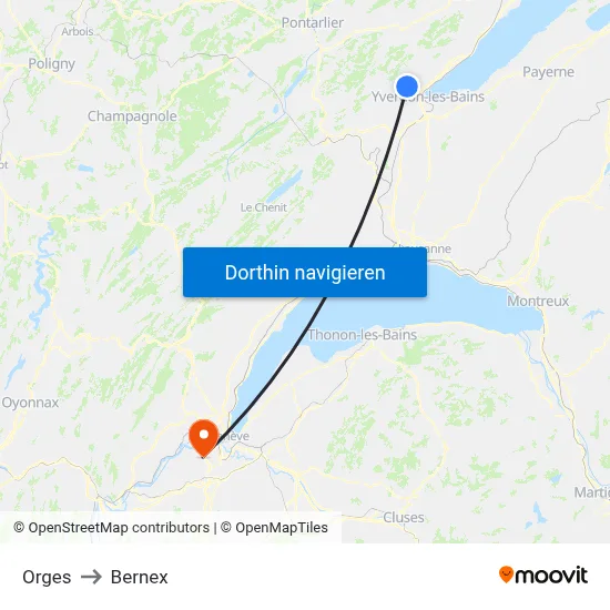 Orges to Bernex map
