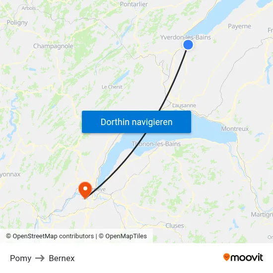 Pomy to Bernex map