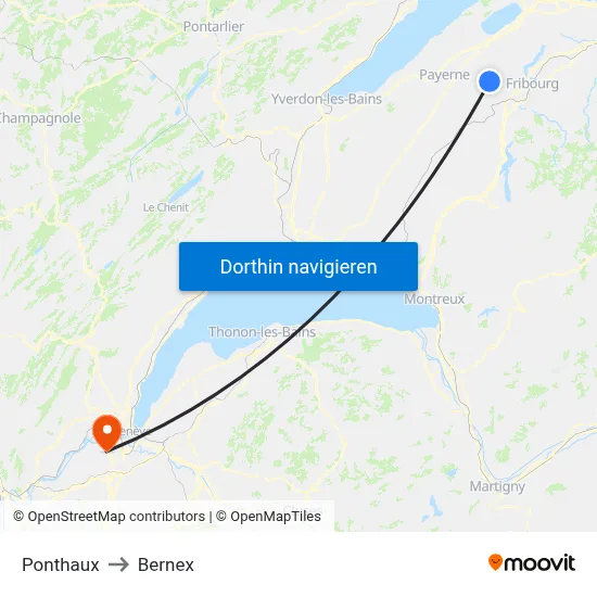Ponthaux to Bernex map