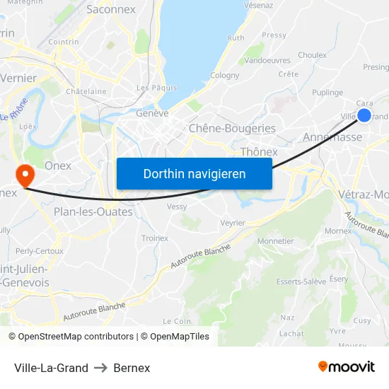 Ville-La-Grand to Bernex map