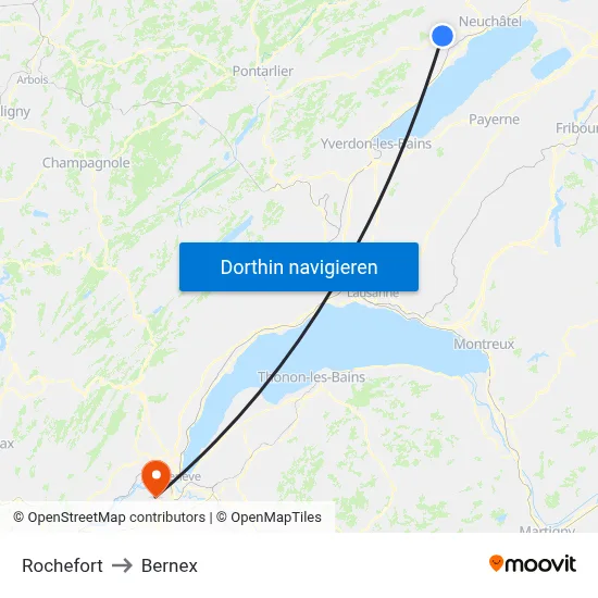 Rochefort to Bernex map