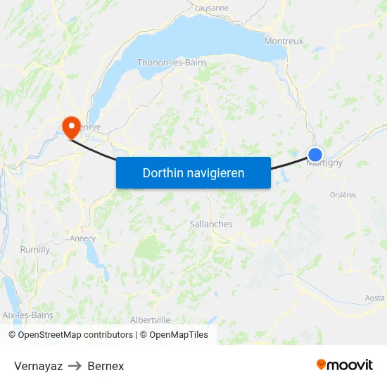 Vernayaz to Bernex map