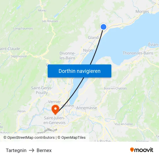 Tartegnin to Bernex map