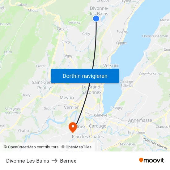 Divonne-Les-Bains to Bernex map