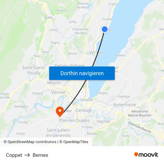 Coppet to Bernex map