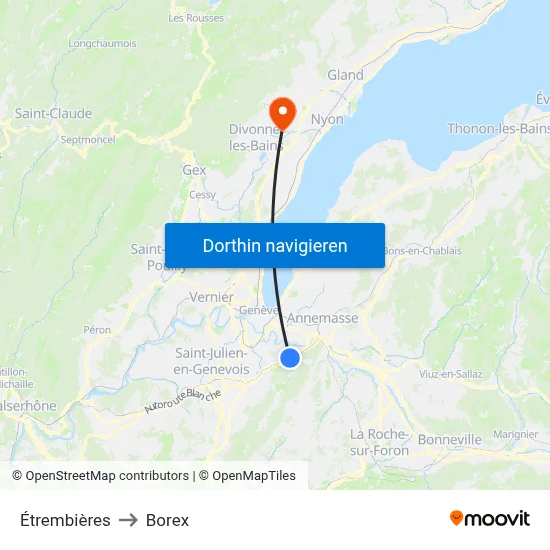 Étrembières to Borex map