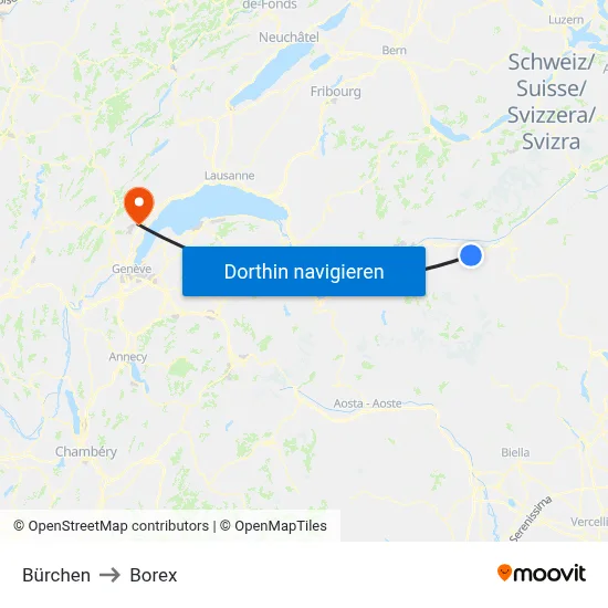 Bürchen to Borex map