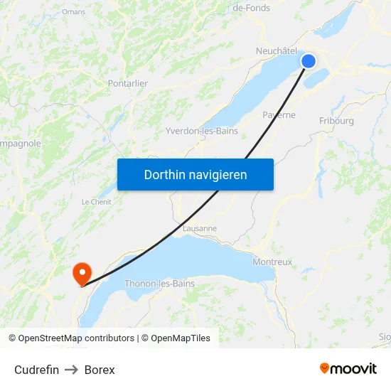 Cudrefin to Borex map
