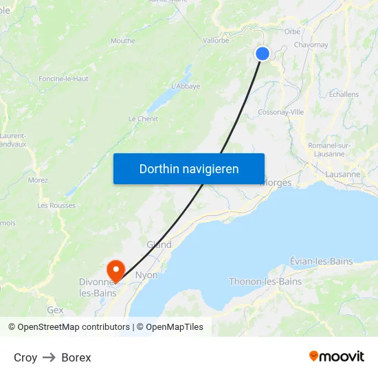 Croy to Borex map