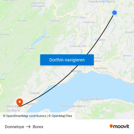 Donneloye to Borex map