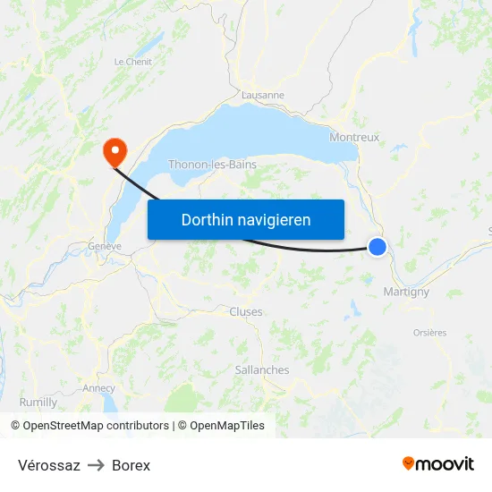 Vérossaz to Borex map
