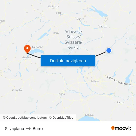 Silvaplana to Borex map