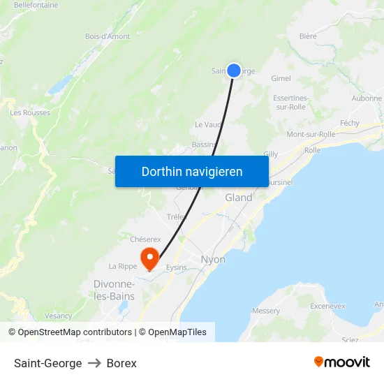 Saint-George to Borex map