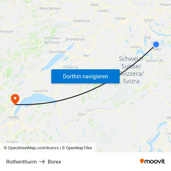 Rothenthurm to Borex map