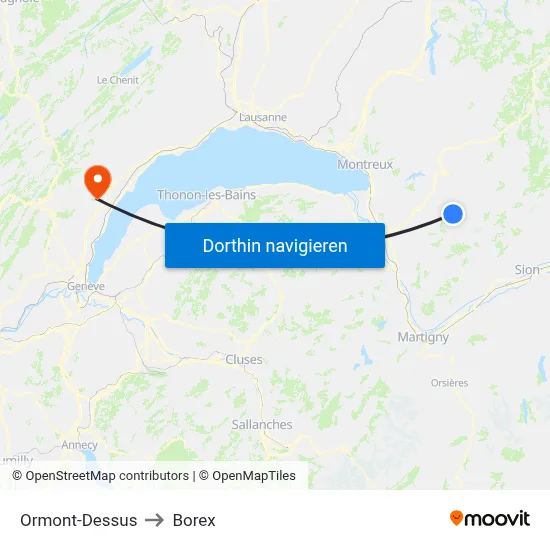 Ormont-Dessus to Borex map
