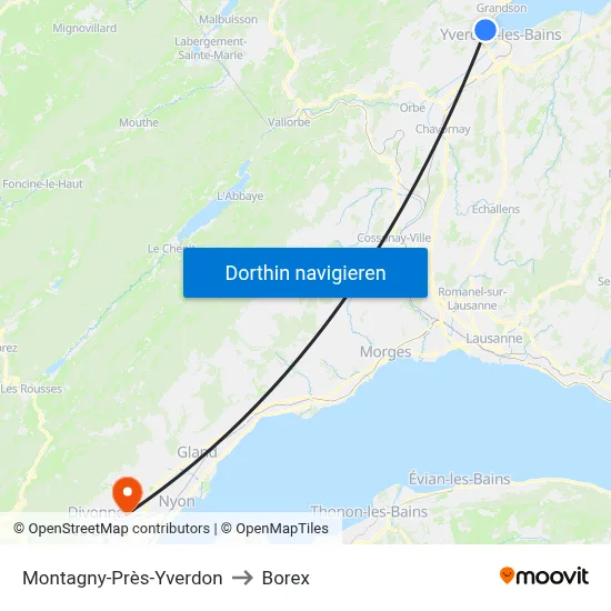 Montagny-Près-Yverdon to Borex map