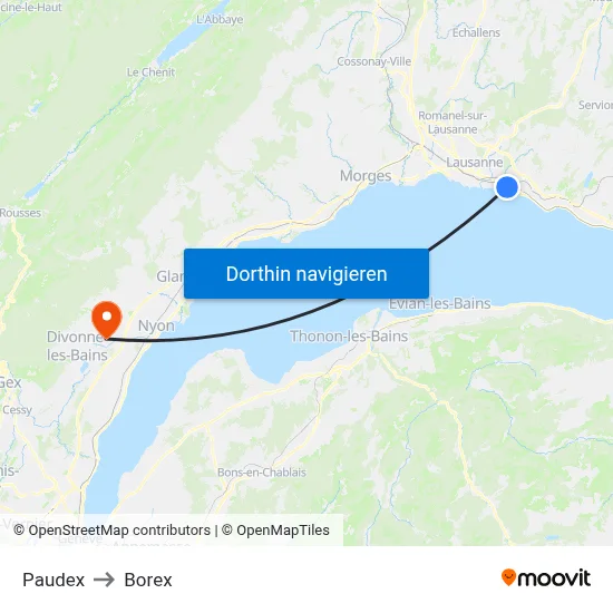 Paudex to Borex map