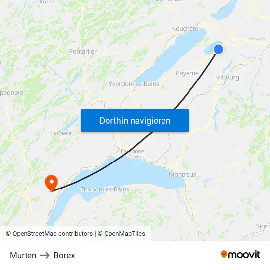 Murten to Borex map