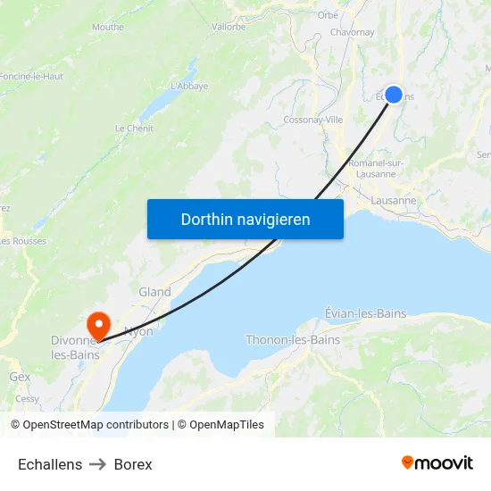 Echallens to Borex map
