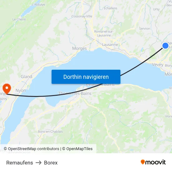 Remaufens to Borex map
