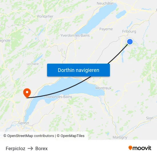 Ferpicloz to Borex map