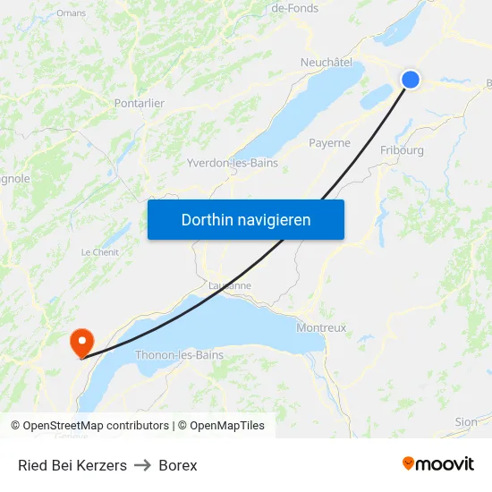 Ried Bei Kerzers to Borex map