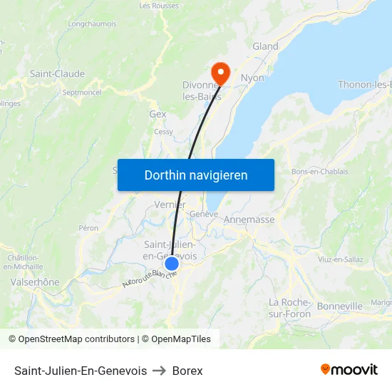 Saint-Julien-En-Genevois to Borex map